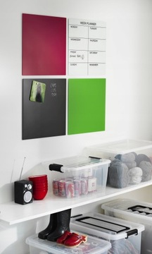 NIEBIESKA Szklana TABLICA MAGNETYCZNA 45x45cm NAGA