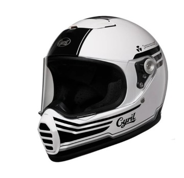 Kask motocyklowy retro Cyril Helmets FF390A biało-czarny DOT ECE r. S - 3XL