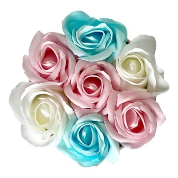 ЦВЕТОЧНАЯ КОРОБКА С МЫЛЬНЫМИ ЦВЕТАМИ ПОДАРОЧНЫЕ ЦВЕТЫ МЫЛЬНЫЕ РОЗЫ ВЕЛУРОВАЯ КОРОБКА