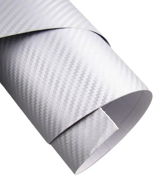 FOLIA CARBON 3D SREBRNA 50cm x 152cm OKLEINA SAMOCHODOWA KARBON SREBRNY