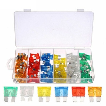 BEZPIECZNIKI SAMOCHODOWE ZESTAW 120 SZTUK 5A - 30A