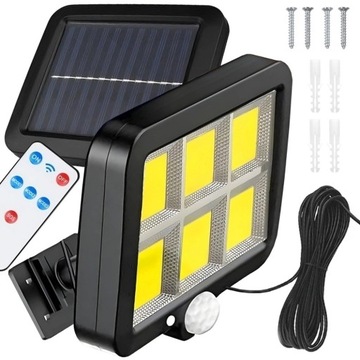 Lampa Solarna Halogenowa Czujnik Ruchu 100 LED + Pilot + Zestaw Montażowy
