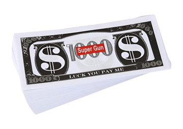 MONEY GUN STRZELANIE PLIK PIENIĘDZY BANKNOTY SPUST DLA MAŁEGO BOGACZA