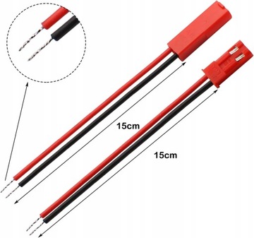 GALDOEP 60 sztuk (30 par) 150mm JST 2-pinowe złącze męskie i żeńskie