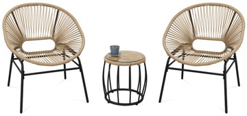 Meble ogrodowe Balkonowe balkon zestaw 2+1 MAYA Beige - FOCUS GARDEN