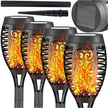 LAMPA SOLARNA POCHODNIA LAMPKI SOLARNE DO OGRODU OGRODOWE LED 4 SZTUKI