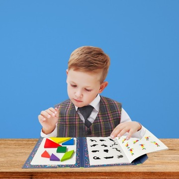 ТАНГРАМ МАГНИТНЫЕ БЛОКИ ДЕРЕВЯННАЯ ЛОГИЧЕСКАЯ ЗАГАДКА