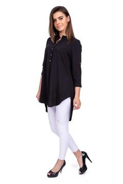 Luźna elegancka TUNIKA OVERSIZE czarna roz - 50