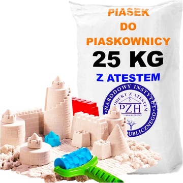 PIASEK DLA DZIECI DO PIASKOWNICY BEZPIECZNY z atestem PZH 25 KG SUCHY JASNY