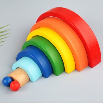 ДЕРЕВЯННАЯ РАДУГА ЦВЕТНАЯ ПАЗЛ-СОРТИРОВКА БЛОКОВ