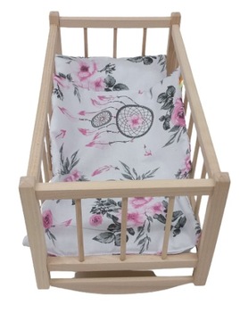 KOŁYSKA DLA LALEK DREWNIANA DLA LALKI +POŚCIEL 3EL