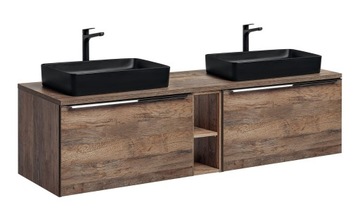 SZAFKA ŁAZIENKOWA 180 CM SANTA OAK+UMYWALKA BLAT