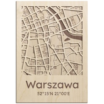 Mapa polskich miast WARSZAWA Plan miasta na ścianę Mapa ścienna Warszawa