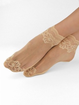 Noviti SN033 Stopki koronkowe do kostek [Kolor Beige]