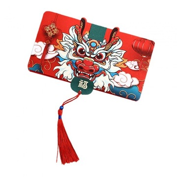 Китайский Лунный Новый год в красном конверте с пожеланиями на 2024 год, 6 слотов для карт, стиль