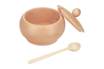 САХАРНИЦА, ДЕРЕВЯННАЯ САХАРНИЦА, СРЕДНЯЯ + ЛОЖКА