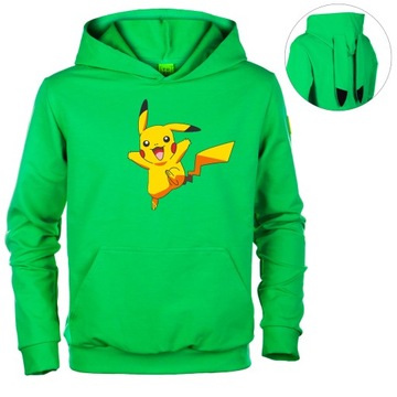 BLUZA ZIELONA + USZY + POKEMON PIKACHU 140/146