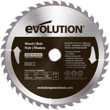 Tarcza do drewna Evolution 255mm 40z TCT JAPAN