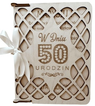 Drewniana duża kartka URODZINY z grawerem 13x18 U2