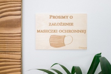 НАДЕТЬ МАСКУ - Деревянный знак - Onlywood