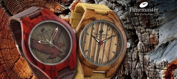 Zegarek unisex drewniany pasek skóra Timemaster