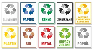 SEGREGACJA Nalepka na śmietnik ZESTAW 6szt 20cm