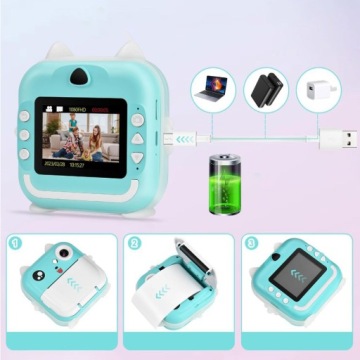 МИНИ-ТЕРМОПРИНТЕР BT USB 200 DPI 1080P 2,4 ДЮЙМА УЧЕБНОЕ ПОМОЩЬ + 3 РОЛИКА