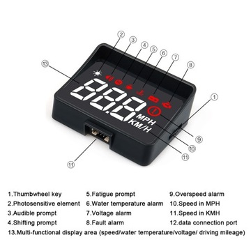 HUD HEAD UP DISPLAY OBD2 WYŚWIETLACZ LCD na szybę!