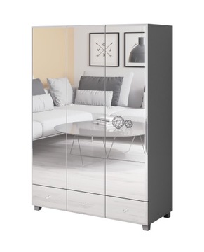 Szafa trzydrzwiowa lustrzana szara BELLAGIO 24ZLG19