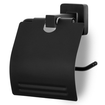 UCHWYT WIESZAK NA PAPIER TOALETOWY CZARNY LOFTOWY Z KLAPKĄ METALOWY