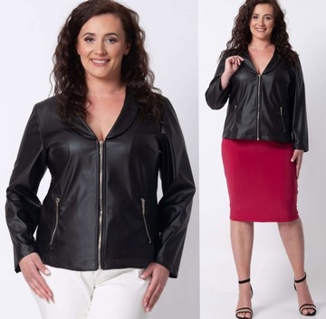 RAMONESKA żakiet kurtka elastyczna matowa ekoskóra PLUS SIZE (44-54) 6XL 52