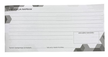 KSIĄŻKA SERWISOWA PRZEGLĄDÓW NAPRAW SMART