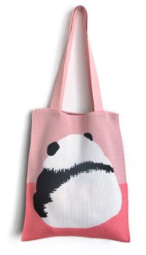 TORBA DAMSKA MŁODZIEŻOWA NA RAMIĘ PANDA RÓŻOWA NIETYPOWA ORYGINALNA MOCNA