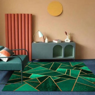 КОВЕР 220Х160СМ ЗЕЛЕНЫЙ ГЛАМУР С ЗОЛОТЫМИ АКЦЕНТАМИ ГЕОМЕТРИЧЕСКИЕ ТРЕУГОЛЬНИКИ