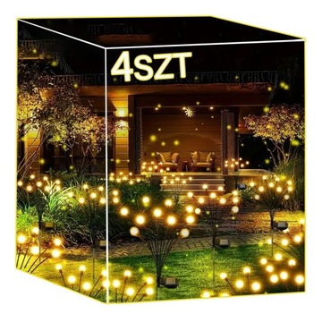 4Szt LAMPA OGRODOWE SOLARNE WBIJANE 10LED KULKI LAMPKI