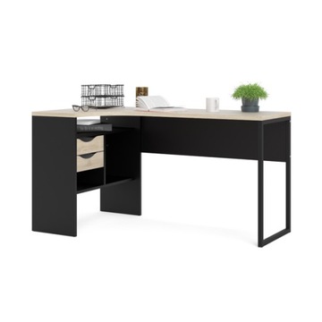 BIURKO NAROŻNE nowoczesne czarny mat + dąb sonoma 145 cm x 77 cm FUNCTION