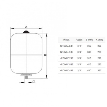 КОМПЛЕКТ МЕМБРАННЫХ РАСШИРИТЕЛЬНЫХ БАКОВ 18 Л, ГРУППА ГОРЯЧЕЙ ВОДЫ