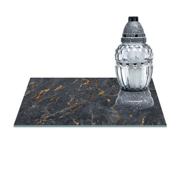 SZKLANA PODSTAWKA POD ZNICZE 40x30cm Marmur 378b