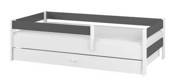 Łóżko dziecięce SIMPLE BABY BOO 180x80 SZUFLADA materac BIAŁY + ANTRACYT