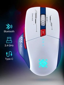 Myszka DEFENDER Mysz Bluetooth Bezprzewodowa Biała Podświetlenie Gamingowa