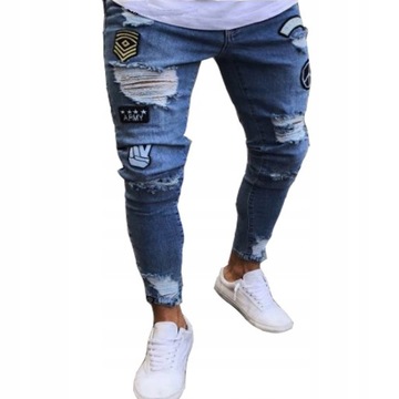 Modne dżinsy slim fit małe spodnie męskie