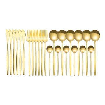 24PCS zestaw obiadowy ze stali nierdzewnej złoty