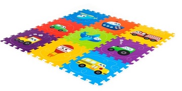 MATA piankowa puzzle EDUKACYJNA 86x86 dla dzieci SKŁADANA ochronna POJAZDY