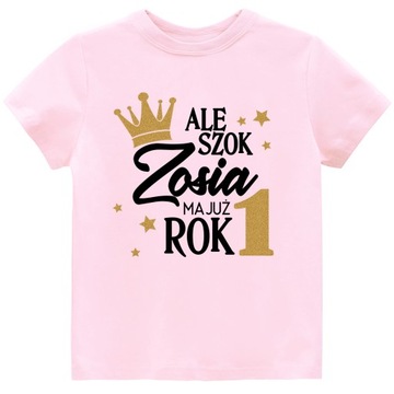 Koszulka URODZINY ALE SZOK MAM JUŻ ROK IMIĘ r. 86