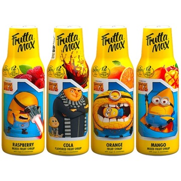 Syrop do wody koncentrat Fruttamax 4 x 500 ml MINIONKI zestaw owocowy