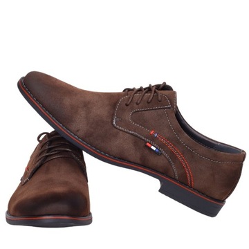 MĘSKIE BUTY ELEGANCKIE PANTOFLE WIZYTOWE SZNUROWANE WYGODNE