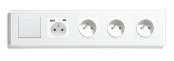 WŁĄCZNIK GNIAZDKO ELEKTRYCZNE USB-C SZKLANE 5 PUSZEK KONTAKT 370mm KONTAKT