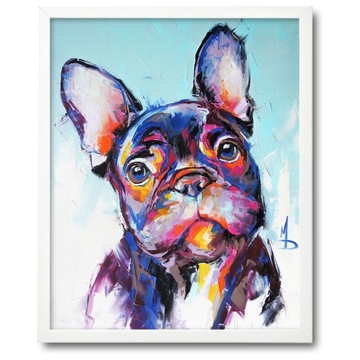 Plakat abstrakcja BULDOG w białej ramie 53x43cm