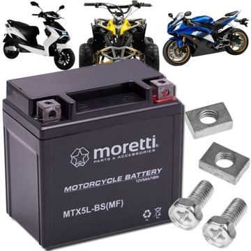 Akumulator żelowy motocyklowy MORETTI MTX5L-BS 5 Ah YTX5L-BS