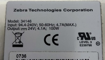 Oryginalny zasilacz Zebra model 34146 do Zebra S4M